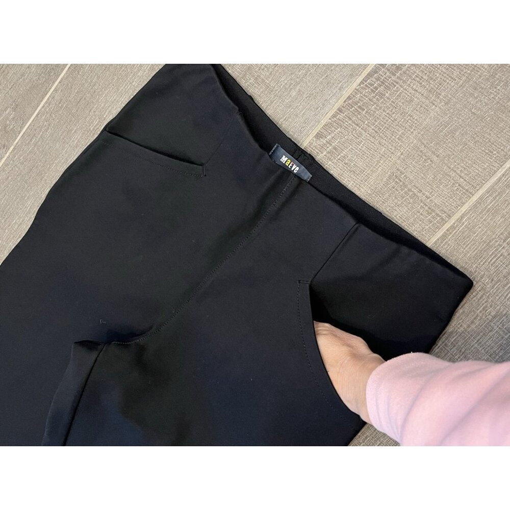 Maeve Anthropologie Pant Size Small Black Straight Stretch Pockets Pull On - Picture 8 of 12